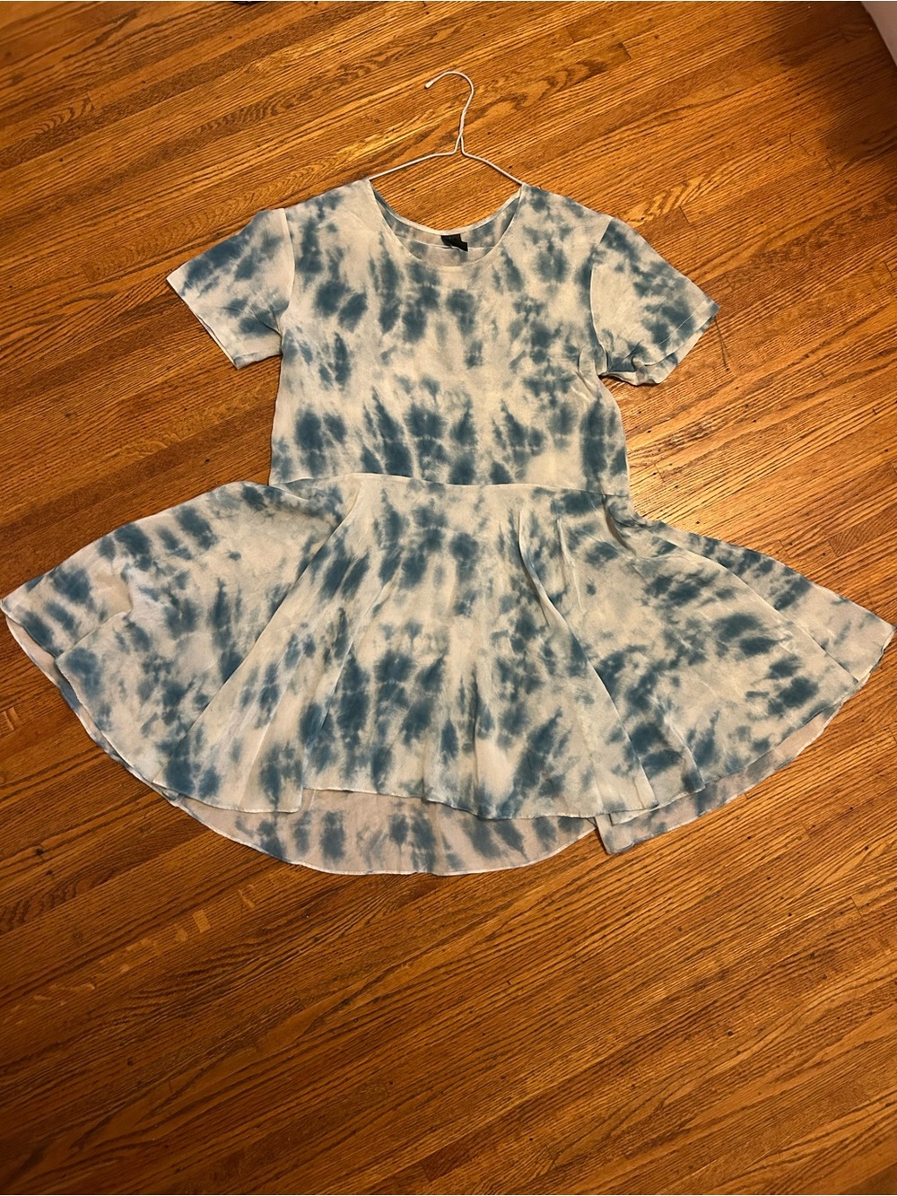 100% Silk TOPSHOP Tie-Dye Mini Dress sz 6